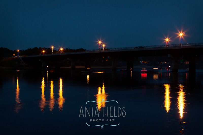 Sauk City bridge at night